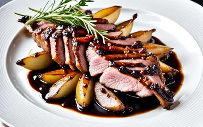 Magret de canard aux poires et sauce poivrade : recette gourmande et facile