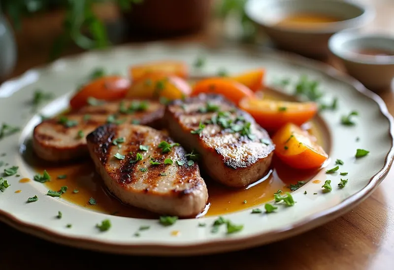 Médaillons de porc aux mirabelles caramélisées : recette gourmande et facile