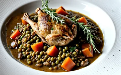 Recette mijotée de perdrix aux lentilles vertes du Puy facile et savoureuse