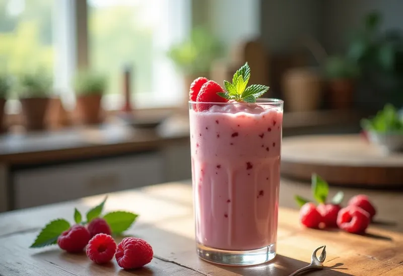 Milk-shake onctueux à la framboise fraîche