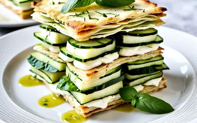 Recette facile de mille-feuilles de courgettes fondantes au fromage frais