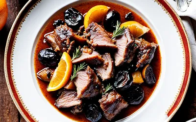 Mitonnée d'Agneau à l'Orange et aux Pruneaux - Recette Mijotée Savoureuse