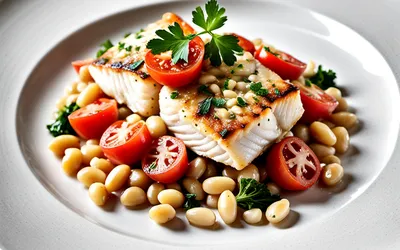 Recette facile et saine de morue aux haricots blancs, tomate et ail