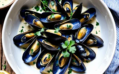 Recette facile de moules à la crème et au bleu - Plat savoureux