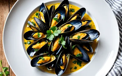 Recette facile de moules au curry en rosace avec riz parfumé