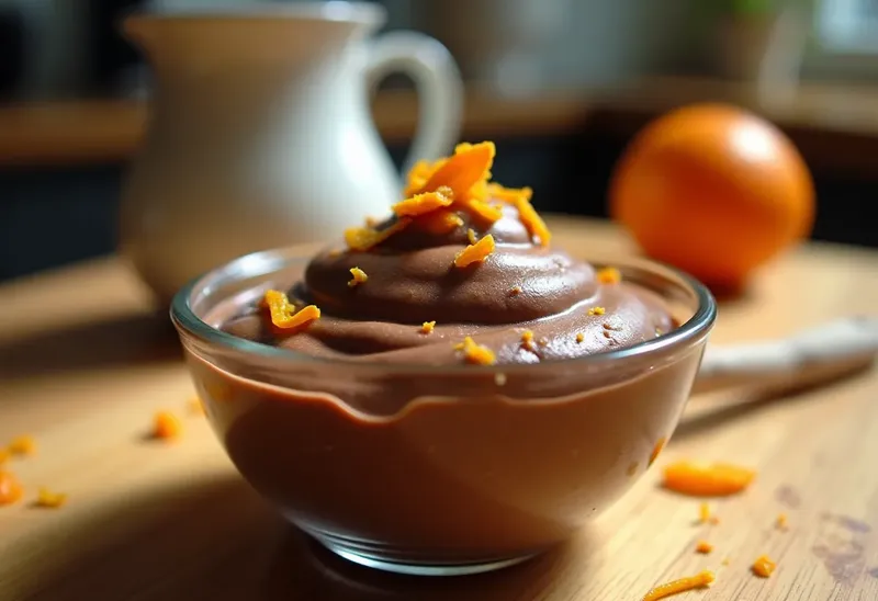 Mousse au chocolat noir intense à l'orange et écorces d'orange confites