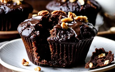 Photo de Recette facile de muffins fondants au chocolat et noix pour le goûter