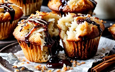 Recette facile de muffins coco cannelle avec coulis chocolat fondant
