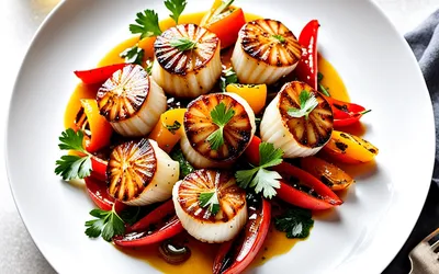 Recette facile de Noix de Saint-Jacques poêlées sur poivrons confits