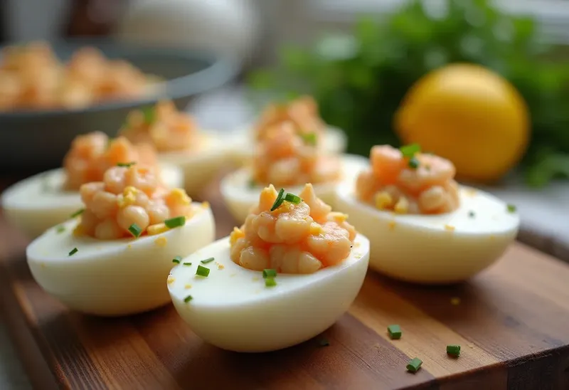 Œufs durs farcis aux crevettes : apéritif gourmand et facile