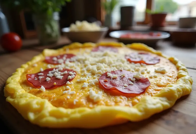 Omelette gourmande au parmesan et salami