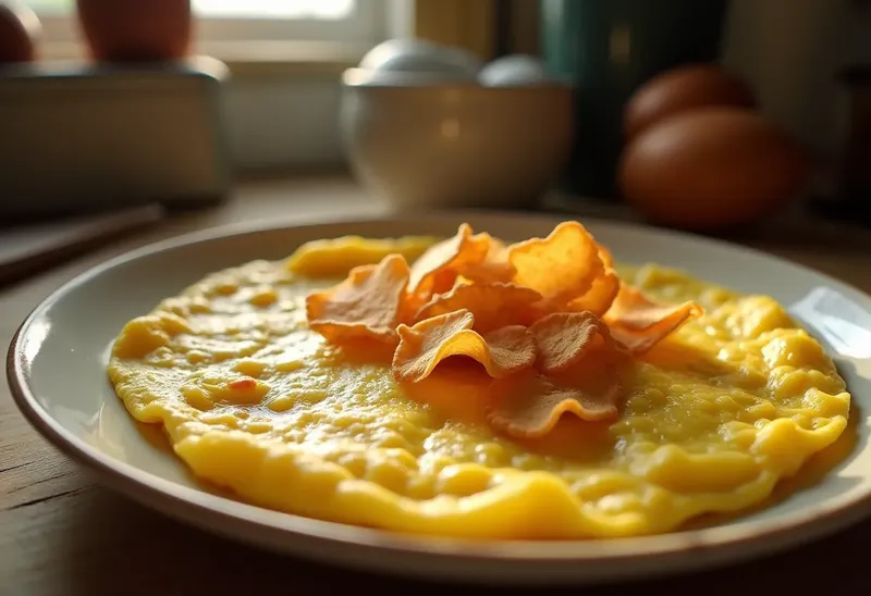 Omelette gourmande aux chips croustillantes