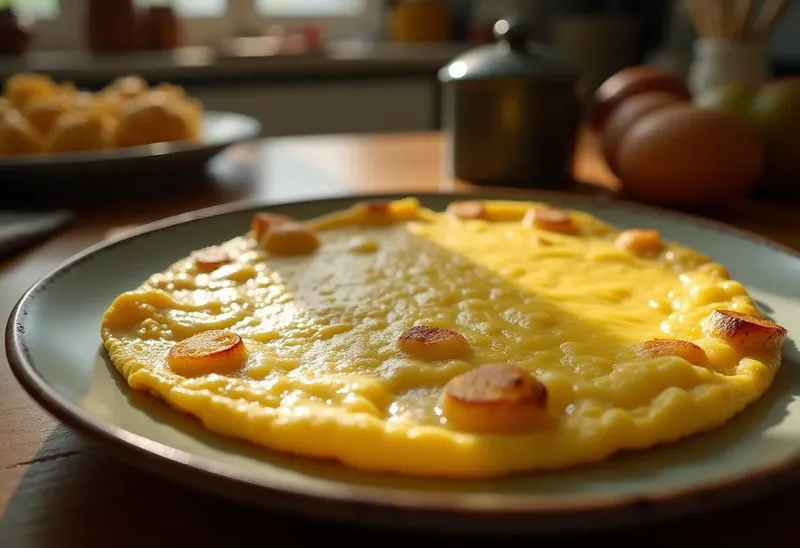 Photo de Omelette gourmande aux pommes de terre et comté fondant