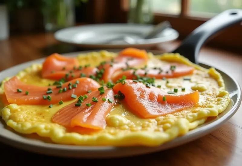 Omelette moelleuse au saumon fumé : recette facile et rapide