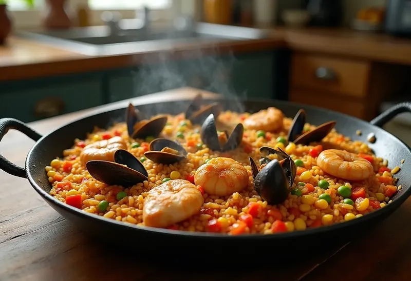 Paëlla savoureuse au poulet et fruits de mer : recette traditionnelle espagnole