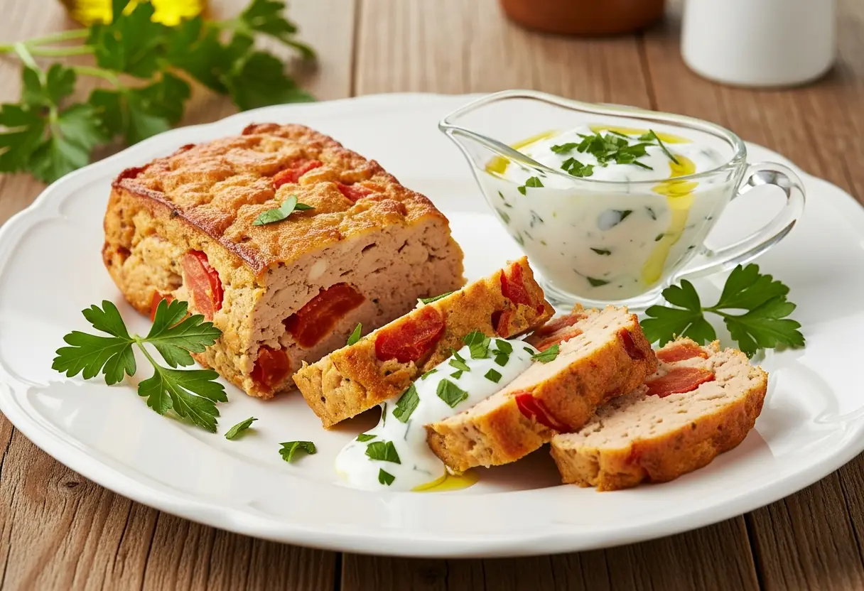 Pain de lotte à la tomate et sauce yaourt légère