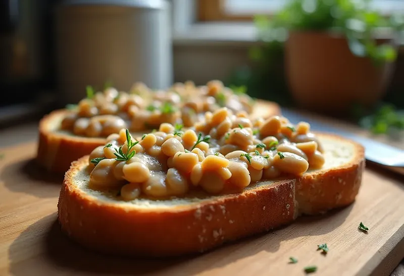 Pain toasté croustillant à la purée de fèves maison