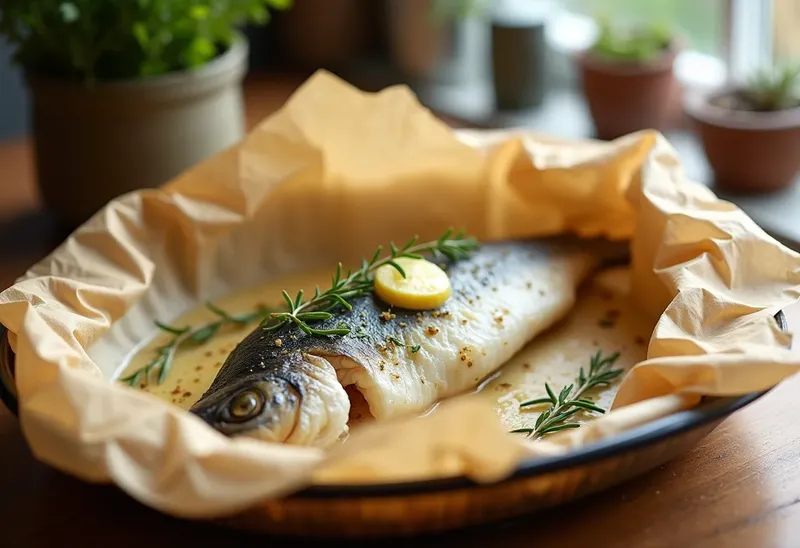 Papillote de lieu noir au beurre aux herbes fraîches