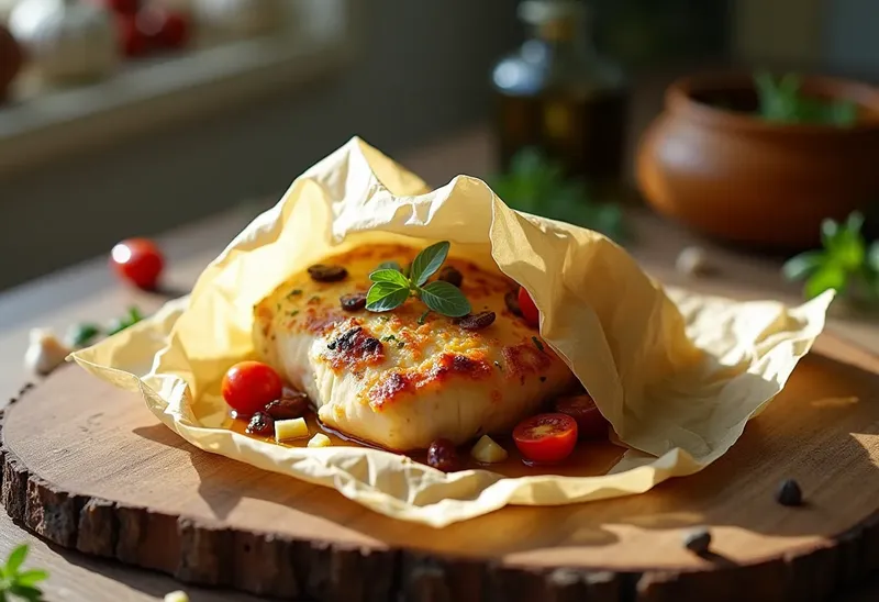 Papillote de poulet aux tomates confites et artichauts au micro-ondes : recette rapide et savoureuse