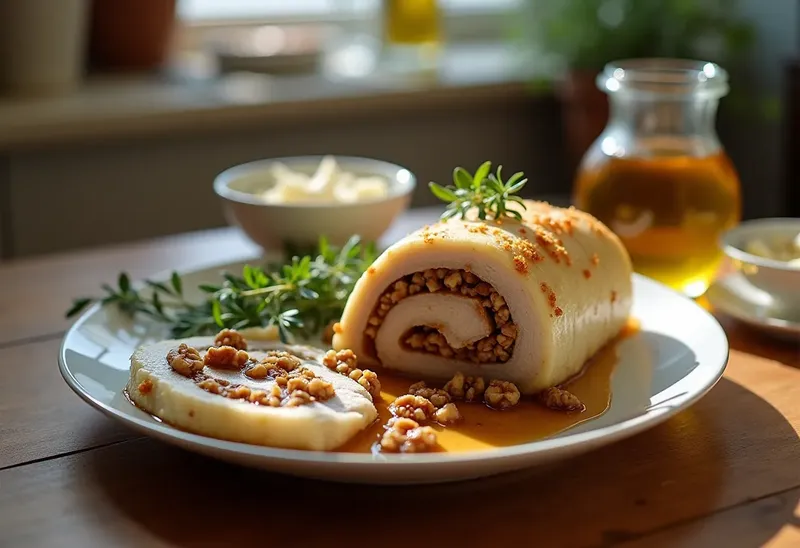 Papillote de rôti de veau roulé aux noix et pignons : recette gourmande et facile