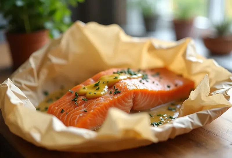 Papillote de saumon à la moutarde : recette facile et savoureuse