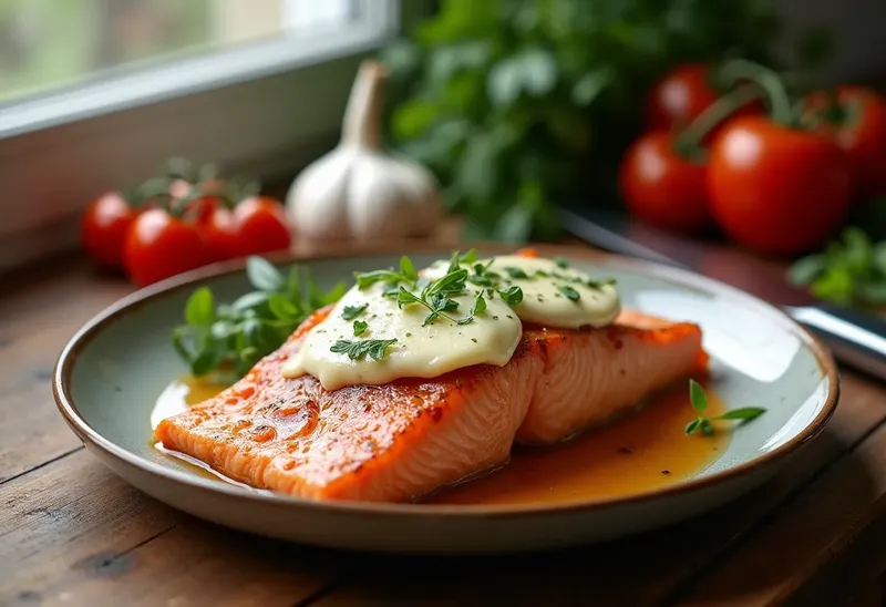Papillote de saumon fondante à la mozzarella et herbes fraîches