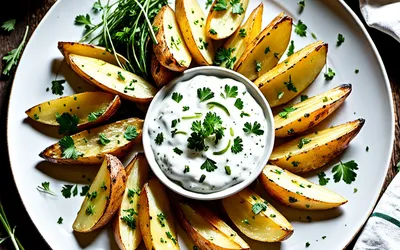 Patates aux herbes fraîches et sauce yaourt onctueuse - recette facile et rapide