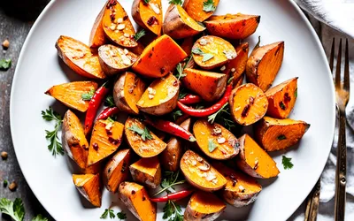 Patates douces rôties au gingembre et piment - Recette épicée facile