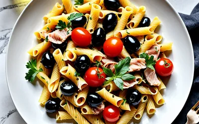 Recette facile de pâtes au thon et olives noires savoureuses
