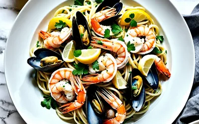 Recette facile de pâtes aux fruits de mer avec sauce verte fraîche