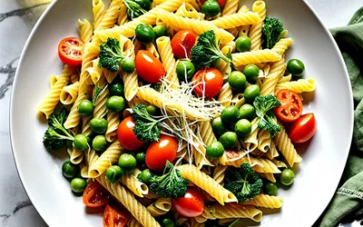 Recette facile de pâtes aux petits légumes frais, saine et gourmande