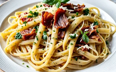 Recette facile de pâtes carbonara crémeuses à l'italienne pour 1 personne