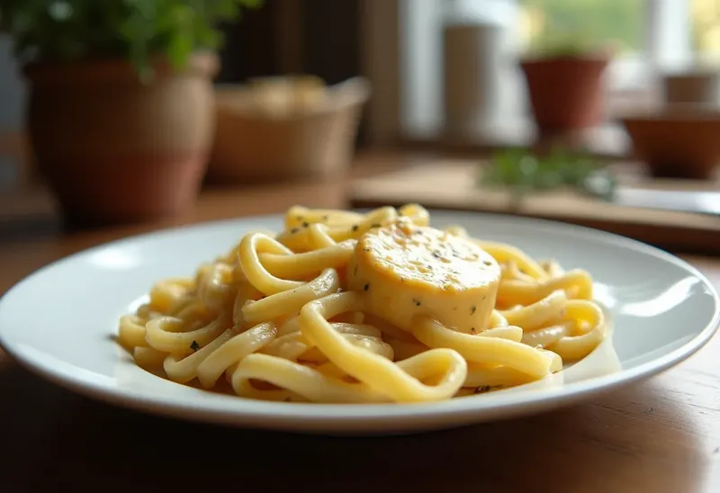 Pâtes crémeuses au camembert fondant