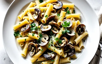 Recette facile de pâtes crémeuses aux champignons frais