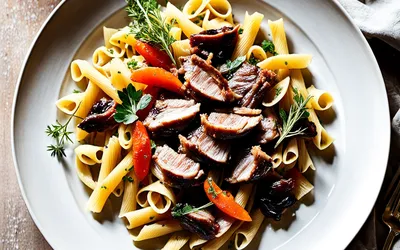 Recette gourmande de pâtes fraîches au ragoût de canard fondant