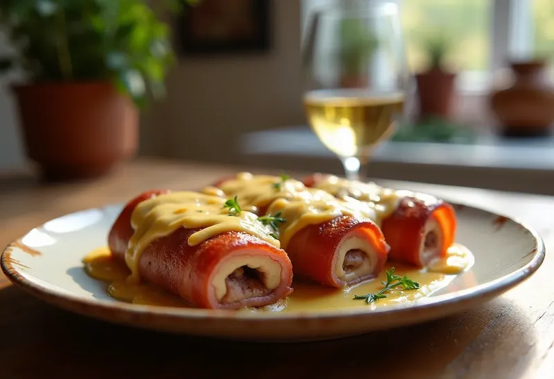 Paupiettes de veau farcies au bacon et gruyère gratinées