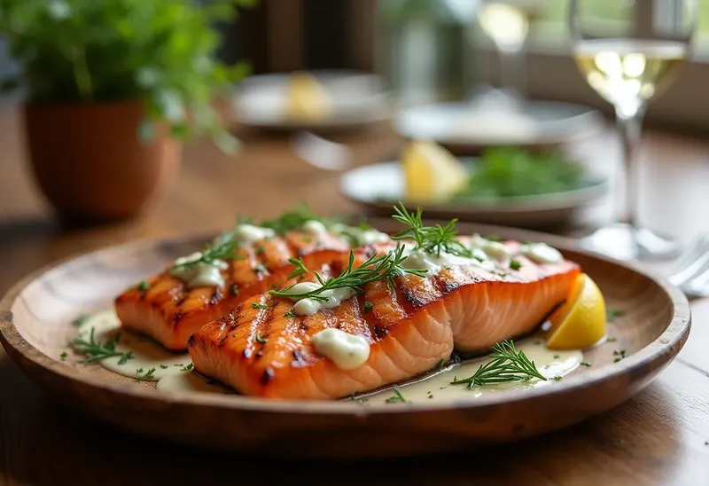 Pavés de saumon grillés sauce marie délicate