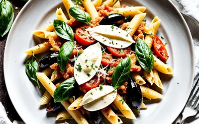 Recette facile de Penne aux aubergines façon parmigiana - Plat italien savoureux