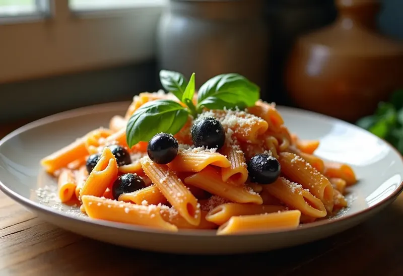 Pennes aux olives et basilic frais : recette savoureuse et facile