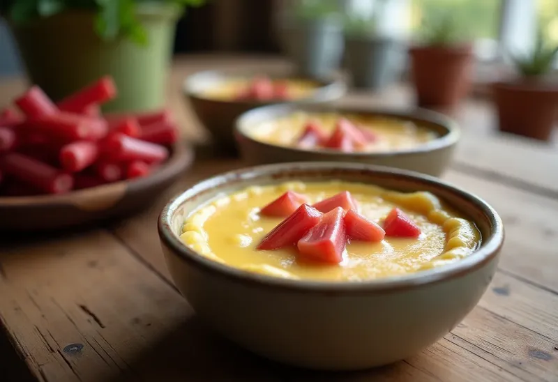 Petites crèmes onctueuses à la rhubarbe maison