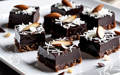 Recette facile de petits pavés au chocolat noir et amandes/noix de coco