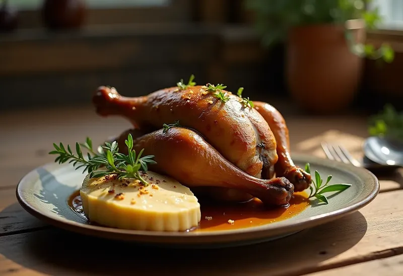 Pigeon rôti au foie gras et ail parfumé : recette gourmande et raffinée