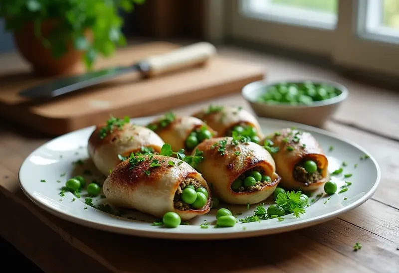 Pigeons farcis aux petits pois frais, recette gourmande et raffinée