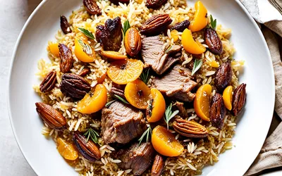 Pilaf de mouton aux abricots secs : recette mijotée sucrée-salée facile