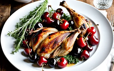 Recette de Pintade Rôtie à la Kriek et Cerises Fraîches - Plat Savoureux