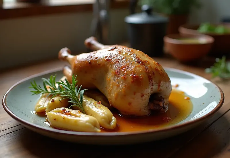 Pintade Rôtie au Cognac et Salsifis Fondants