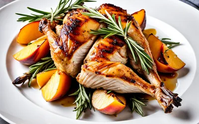 Pintade Rôtie aux Pêches Blanches : Recette Facile et Savoureuse