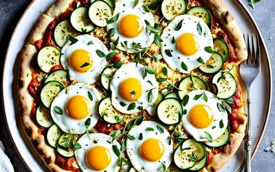 Recette facile de pizza maison aux courgettes et œufs frais