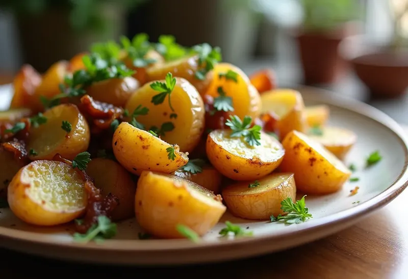 Poêlée de pommes de terre paysannes savoureuse pour une personne