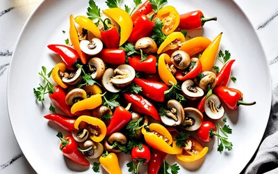 Poêlée aux petits poivrons et champignons frais - recette simple et rapide